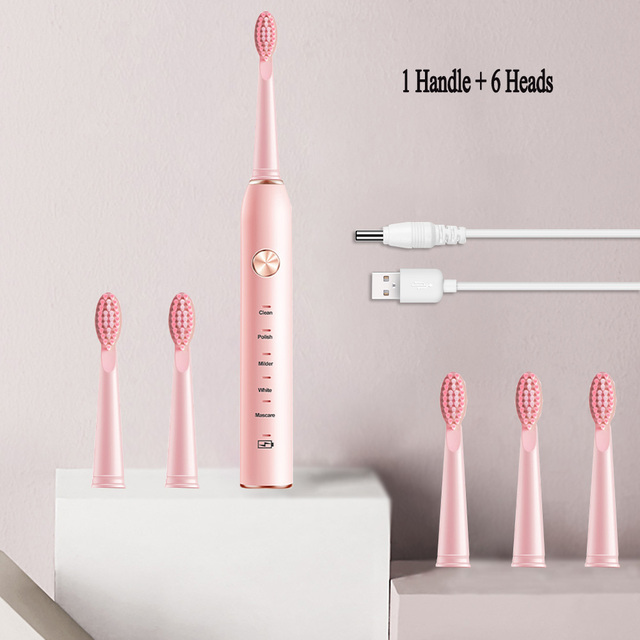 Electric Toothbrush USB Rechargeable 5 Modes Ultrasonic Automatic Brush Timer Waterproof Dental Brush Teeth Whitening