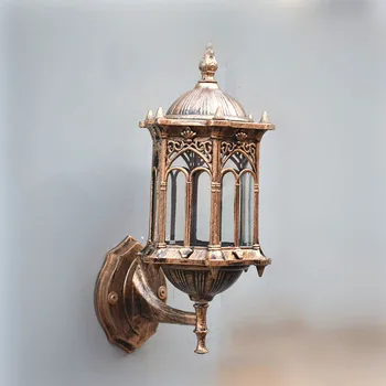 

E27 Lantern Sconce Led Garden Yard Antique Wall Lamp Outdoor Waterproof Exterior Fixture Porch Light Home Decor Glass Shade