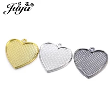 10pcs Double Sided 30mm Heart Cabochon Base Setting Jewelry Making Accessory For Diy Handmade Pendant Necklace Keychain Findings