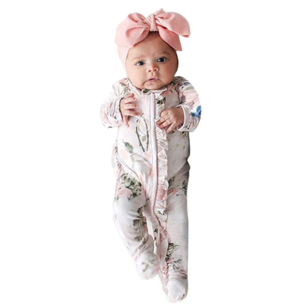 Muqgew для новорожденных, одежда для малышей, для мальчиков и девочек подштанники для девочек Пижама комбинезон повязка на голову, комплект одежды из 2 предметов одежда для малышей Комплект осенней одежды