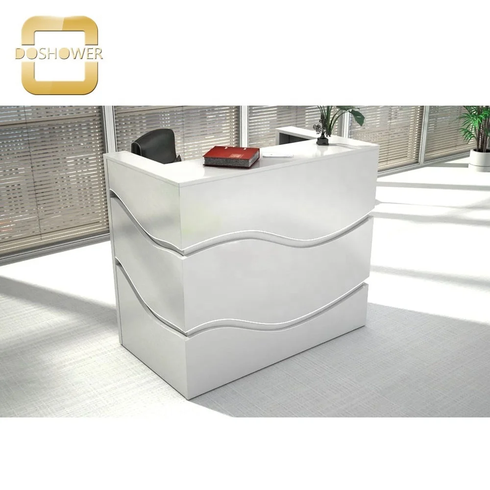 small glass reception desk