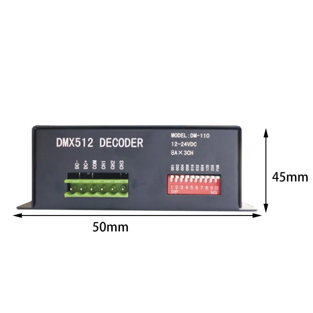 Dm-110 3 Ch Easy Dmx декодер постоянного напряжения Dc9-24V вход 3Ch* 5A выход с Dip переключатель Декодер контроллер