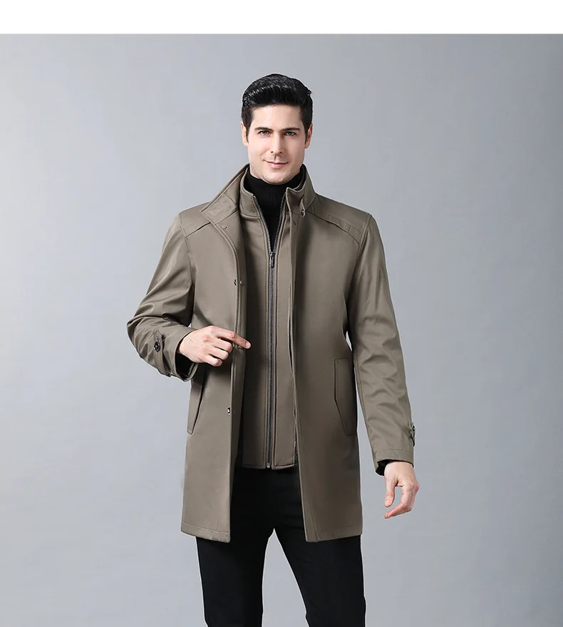 M-XXXXL, осенне-зимнее мужское повседневное пальто, плотный шерстяной Тренч, деловое мужское одноцветное классическое пальто средней длины, куртки, топы