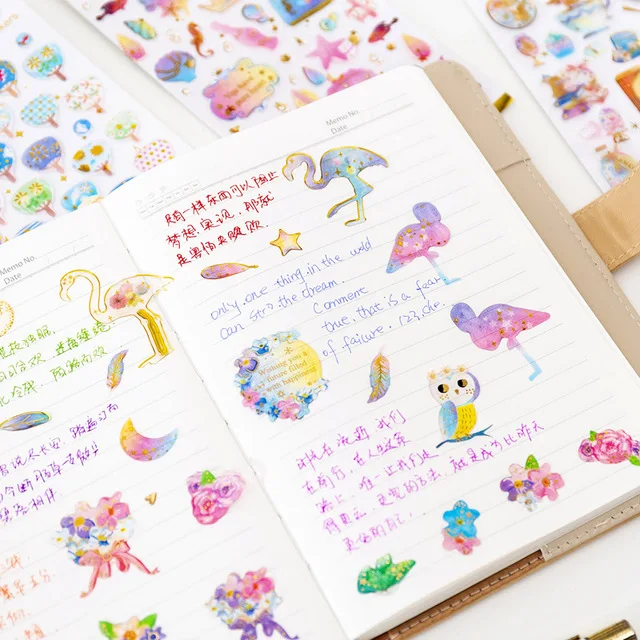 Diary Stickers 3D Stickers Decorative Stickers Scenery Stickers Fantasy Starry Sky Water Drop Bronzing Three-dimensional Environmental Protection Mobile Phone Diary Sticker Material