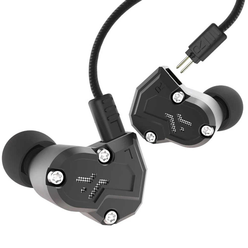 Revonext QT3 2DD+2BA Hybrid In Ear Earphone HIFI DJ Monito Running Sport Cable Hybrid Headset Balanced Armature Headphones - Цвет: Black No Mic