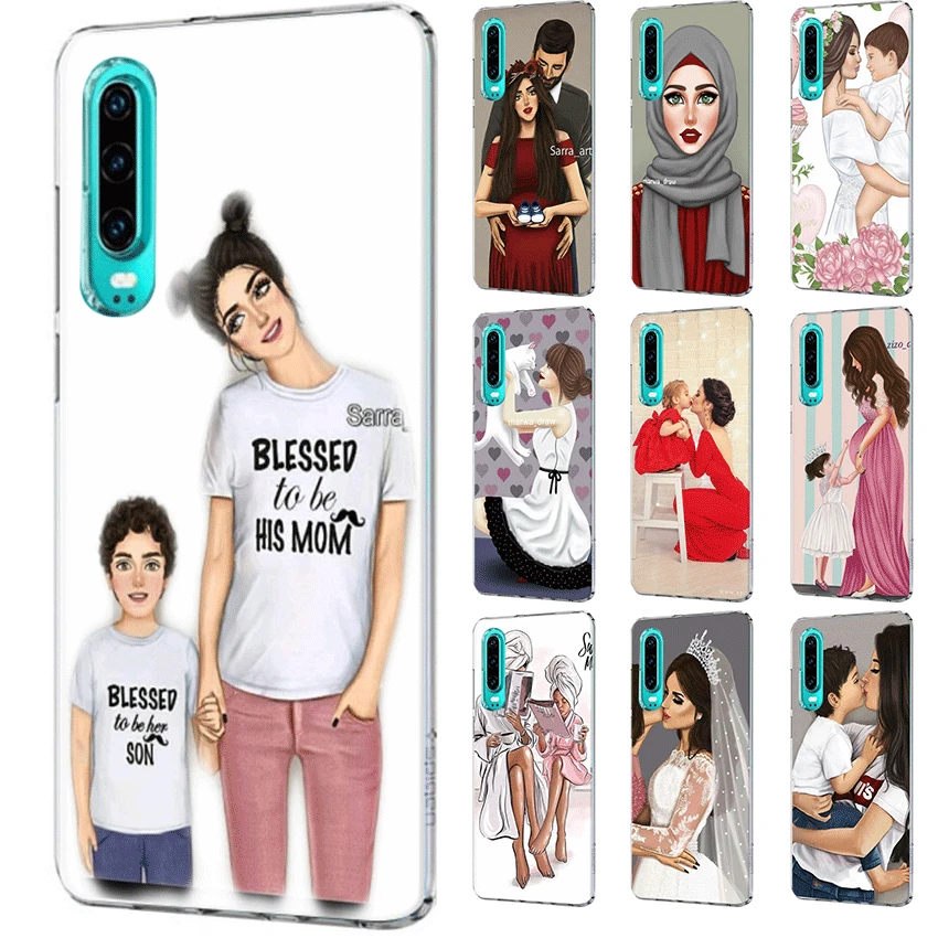Case for Huawei Honor View 20 8 8X 8C 9 9X Pro Lite Note 10 Play 6A 7A 7C 7X Cover Black Brown Hair Baby Mom Girl Queen | Мобильные