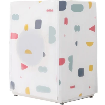 

PEVA Washing Machine Dust Cover Roller Flip Washing Machine Cover Floral Geometric Washing Machine Dust Cover Yi Yue