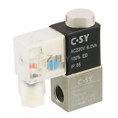 AC220V 2V025 электромагнитный 2 позиция 2 трехходовых электромагнитных клапана