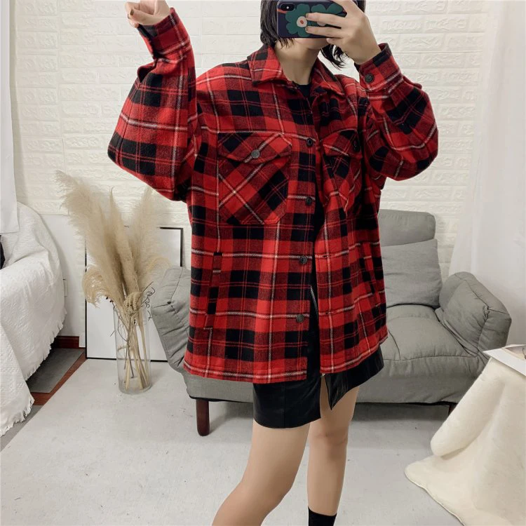 awesome  Winter coats and jackets women thick green plaid plaid jacket casual button office ladies jackets v