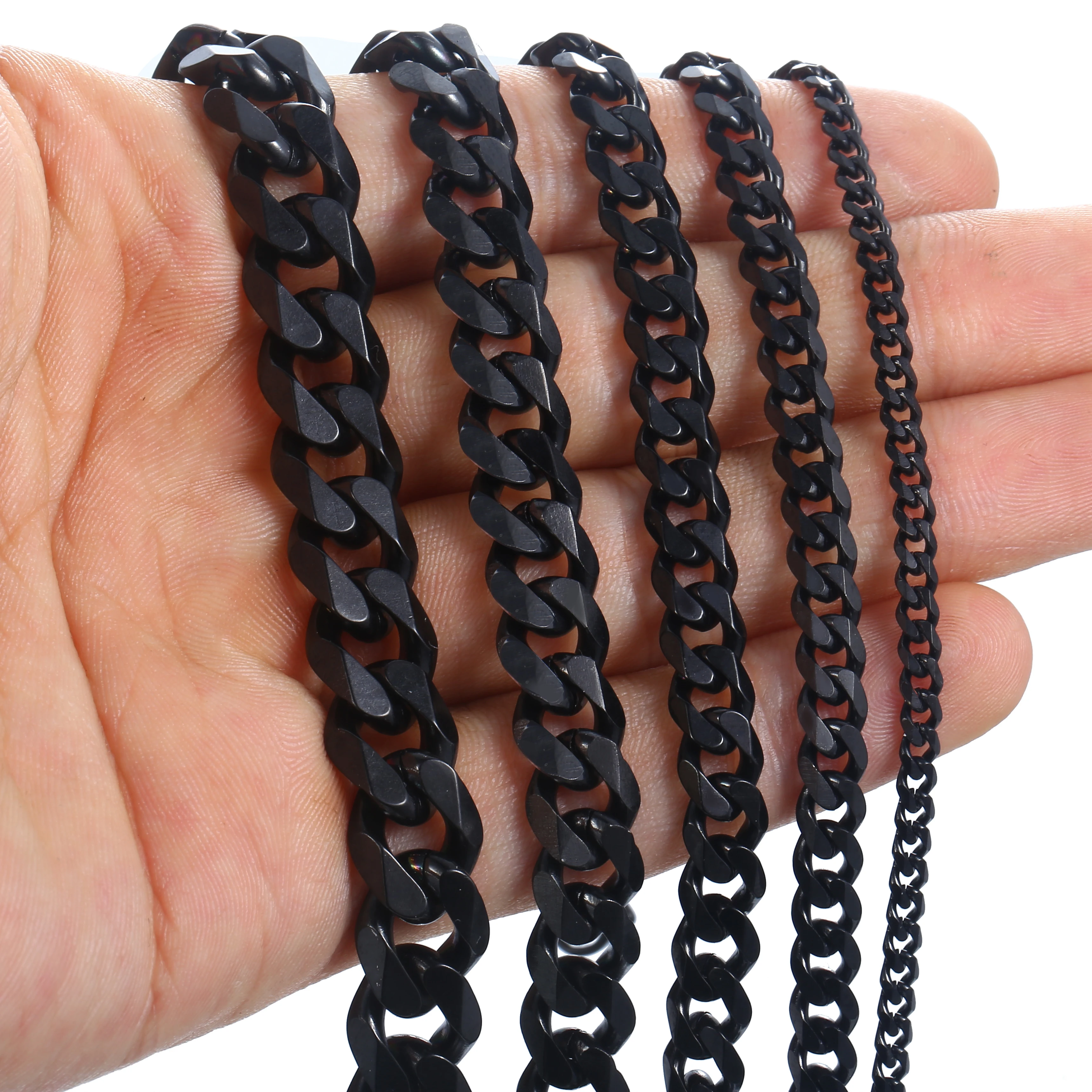 Curb Cuban Link Chain Stainless Steel Bracelets for Mens Womens Gold Black Silver Color Wholesale Jewelry 3/5/7/11mm DKBB10