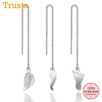 

Trustdavis 925 sterling silver tassel ear line mid-length temperament small pepper forest leaves personality small feet YQ078