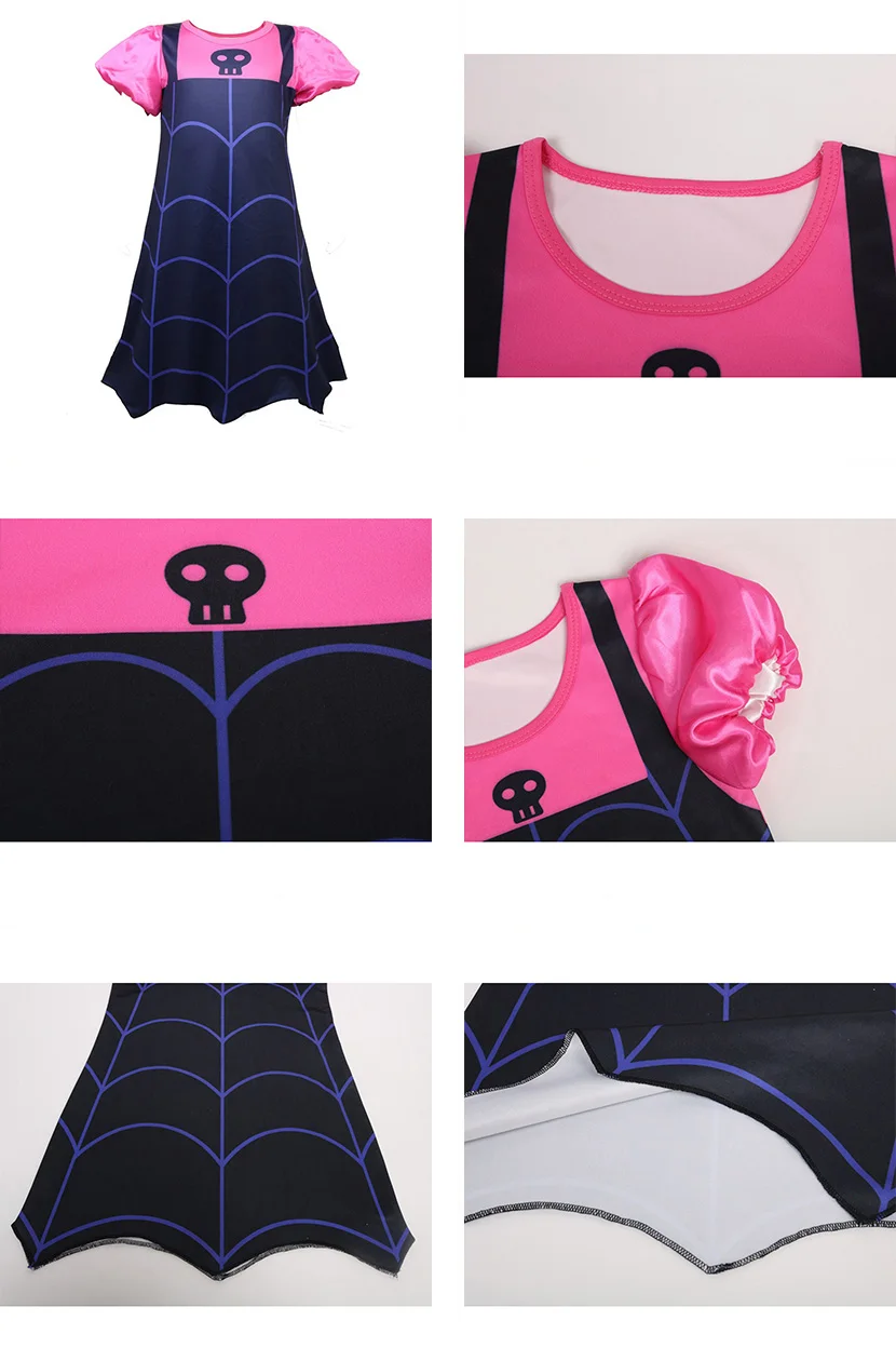 Vampirina/платье для девочек на Хэллоуин; Детский карнавальный Рождественский костюм вампира; детская одежда для дня рождения; летняя одежда; аксессуары