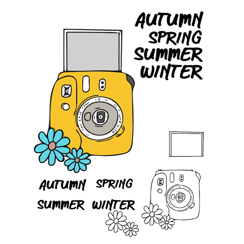 

InLoveArt Christmas Camera Stamps Word Clear Stamps for Scrapbooking Camera Rubber Stamps for Card Making New 2019