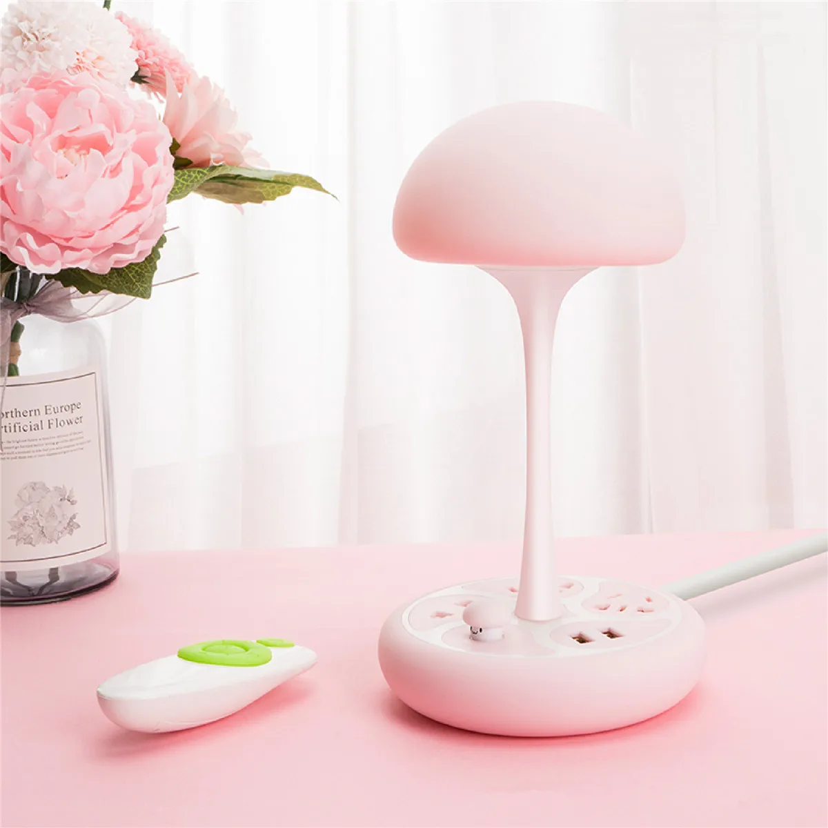 

Mushroom 360 Degree Design Hole Socket LED Night Light-control Sensor Light Bedroom bedside table lamp Charging Pat Light