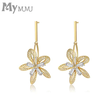 

Femininity Korean personality five leaf flower 925 fashion atmosphere net red retro fashion Ear Studs