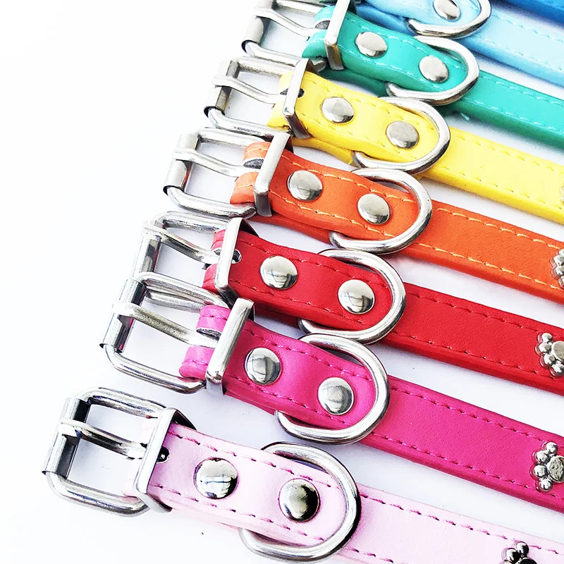 Leather Spiked Dog Collar Adjustable PU Rivets Small Medium Puppy dogs cat Strap Collar Studded Rivets Pet Necklace Accessories