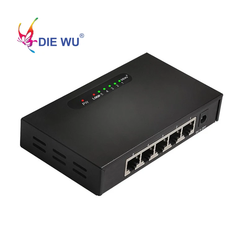 DIEWU 5 портов гигабитный сетевой коммутатор 10/100/1000 Мбит/с коммутатор для высокоскоростной сети Ethernet Lan концентратор для домашнего биткоина шахтера