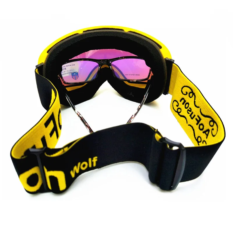 Brand ski snowboard goggles with case high-quality double layers anti-fog lens big vision mask glasses skiing snow goggles