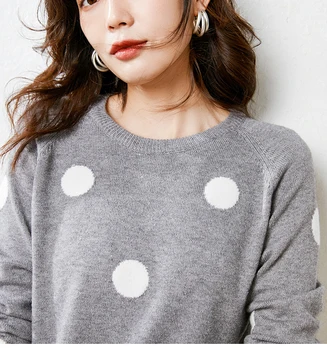 

Sweater women 2020 new autumn winter fashion polka sweater women round neck long-sleeved loose pullover sweater sweater women