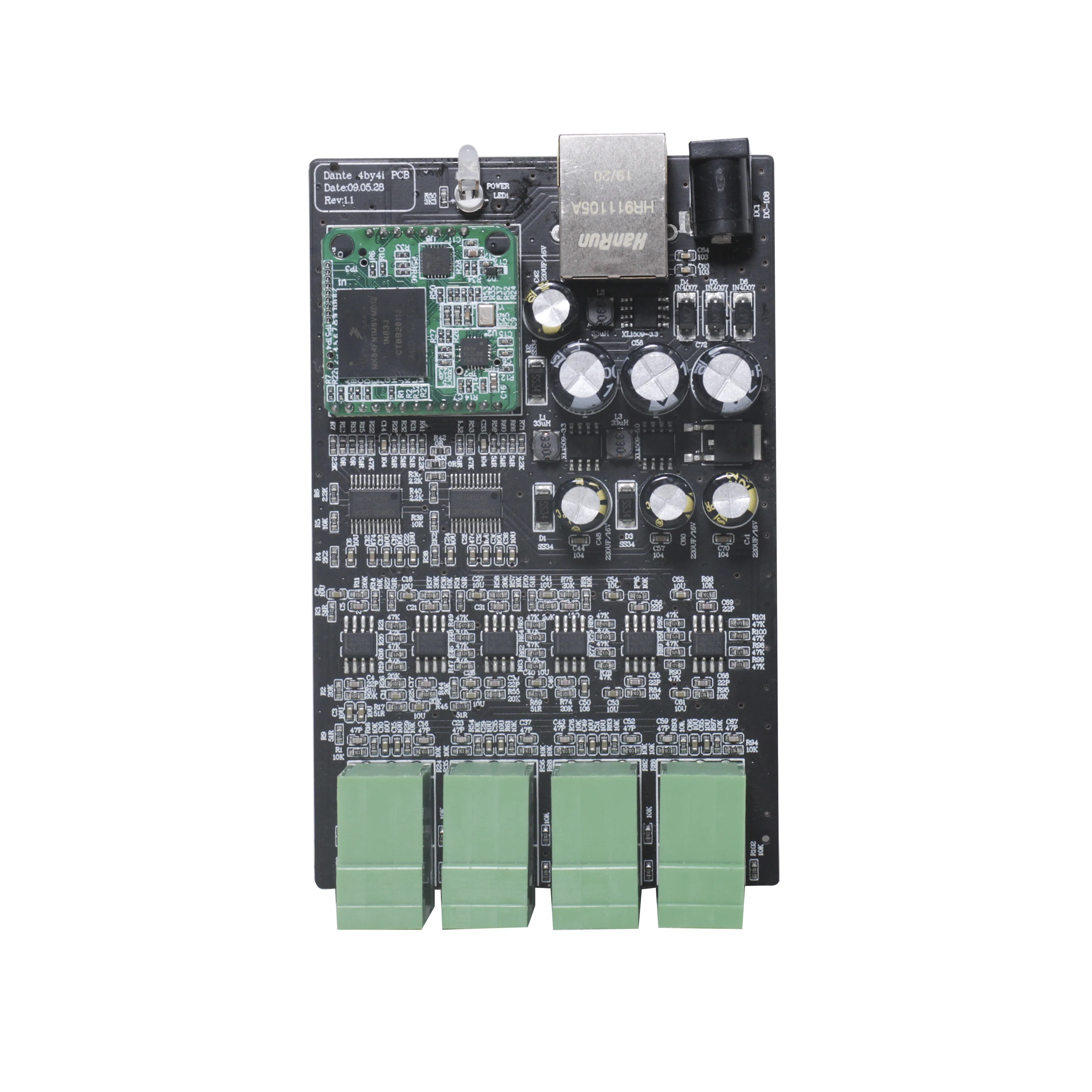 Professional Dante Audio IP Network PCB 4 In 4 Out