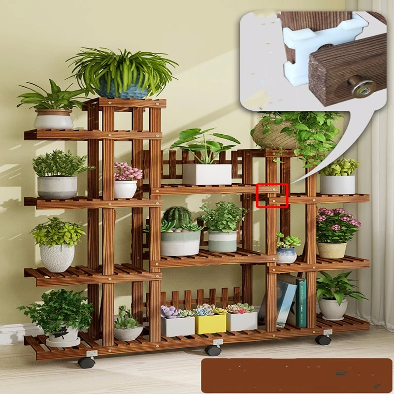

Solid Wood Simplicity Indoor Wooden Flower Airs Shelf Balcony Multi-storey Landing Type Room Flowerpot Frame