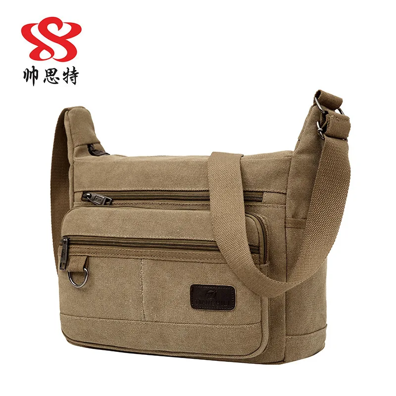 

2018 New Style Canvas Crossbody Bag Outdoor Casual Men Bag Multi-Compartment Small Shoulder Bag Backpack