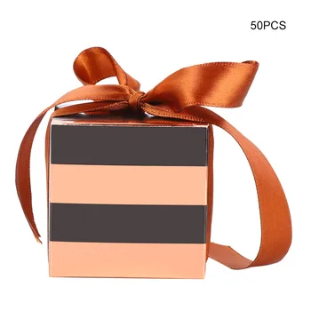 

50pcs Cute Wedding Birthday Party Gift Box Portable Exquisite Box with Rib