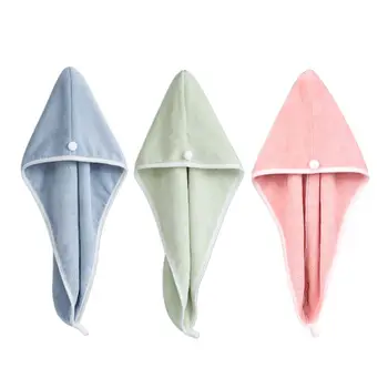 

Sweet Candy Color Super Water Absorbent Hair Drying Towel Head Wrap Microfiber Coral Velvet Shower Bath Hat Turban Cap