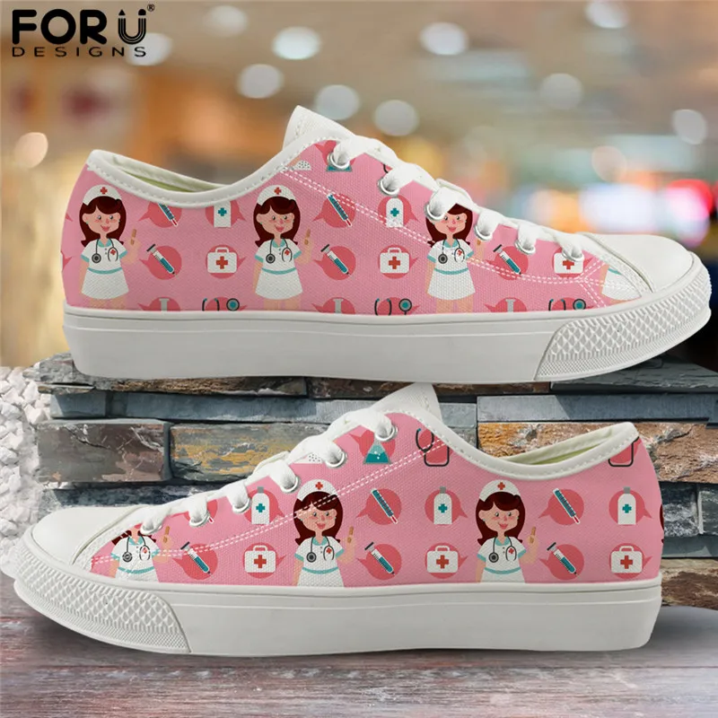 FORUDESIGNS; женская парусиновая обувь с милым рисунком медсестры, доктора; обувь на плоской подошве для кормящих; Вулканизированная обувь для женщин; кроссовки из сетчатого материала - Цвет: HMF1613Z39