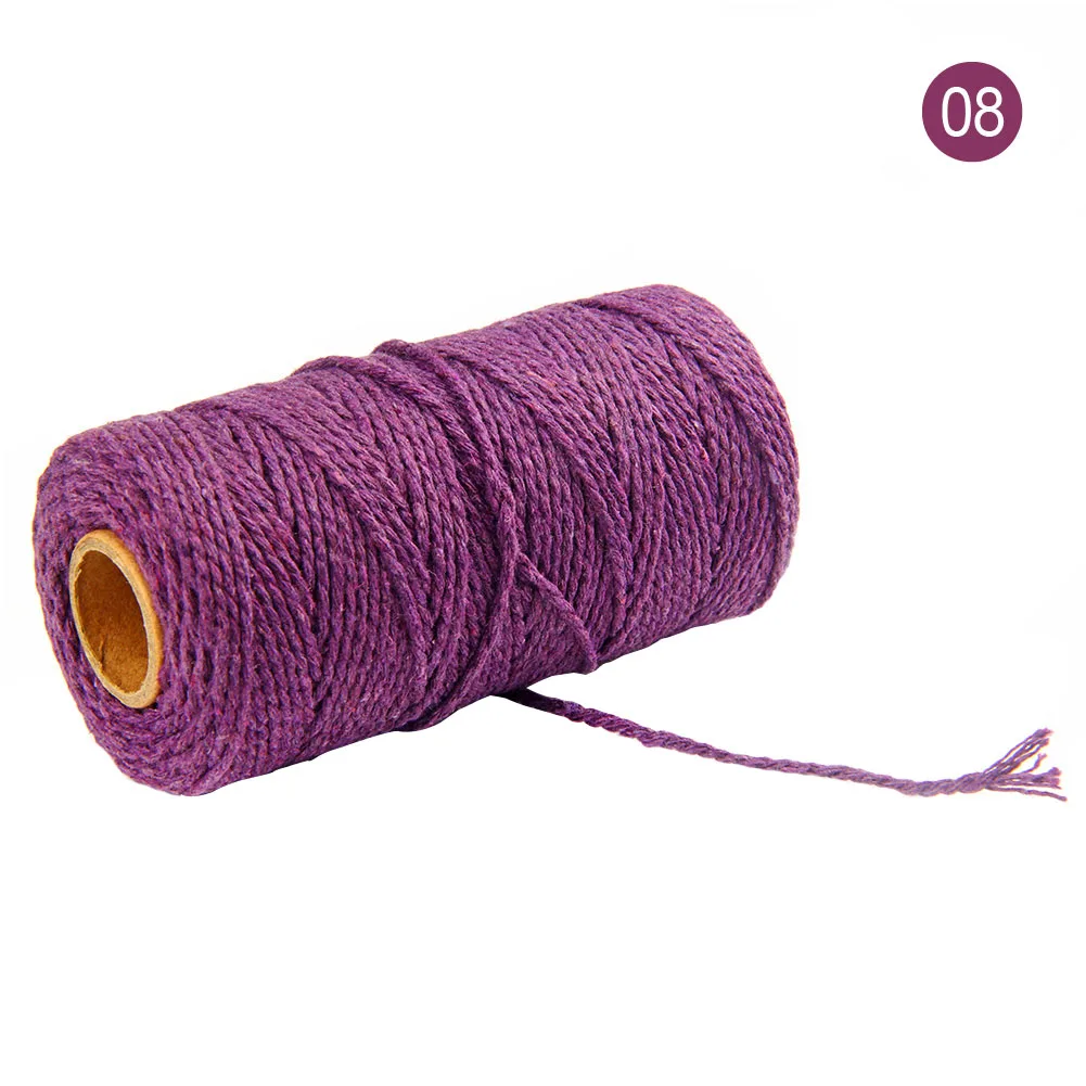 Style 8 2 мм, 100 м, шнур для макраме, хлопковый натуральный шнур, шпагат, шнур для макраме, шпагат для рукоделия, декор на стену, хлопковый пекарь, черный - Цвет: Style 8