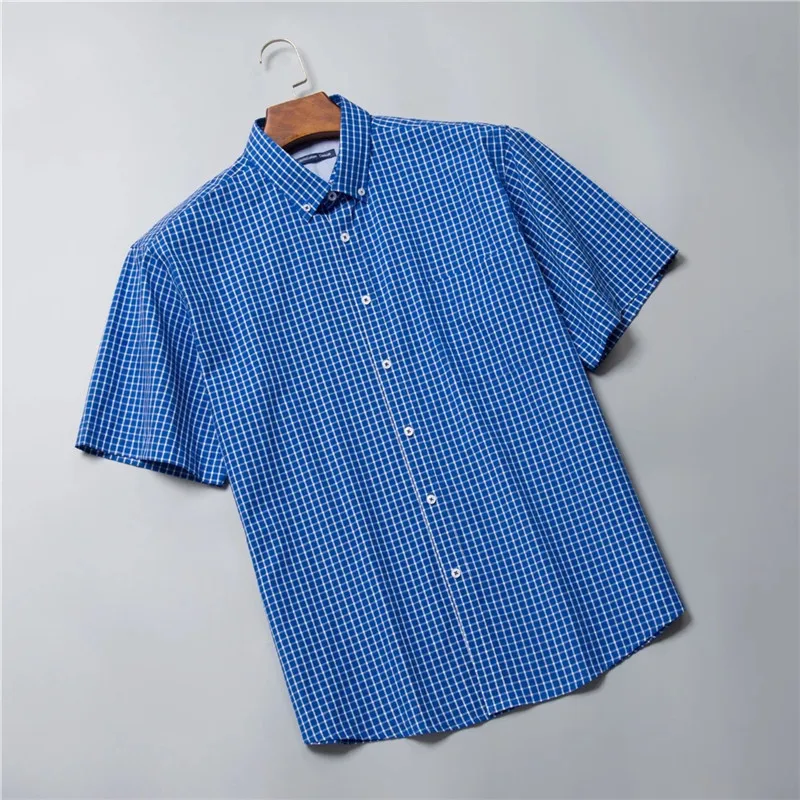 100% cotton summer men's shirt Men's business casual plaid short-sleeved shirt Oversize 8XL 9XL 10XL 9 color options cotton shirt men casual shirt