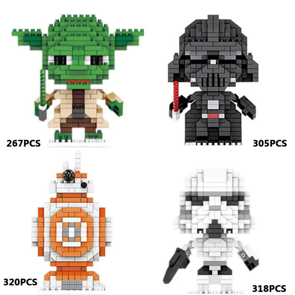 

LegoINGlys Star Wars Master Yoda Darth Vader stormt BB-8 rooper figures micro diamond building blocks nano bricks toys for gifts