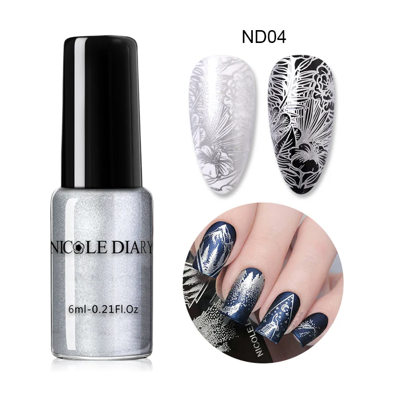 NICOLE DIARY 6ml Stamping Nail Polish Black White Nail Art Printing Varnish Stamp for Nails Hybrid Nail Polish Lacquers 6