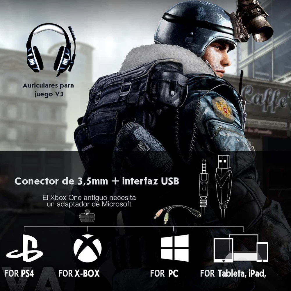 Gaming Headset Wired Over Ear Headphones with Mic LED Light for PS4 PC Computer Adjustable Headband for Computer