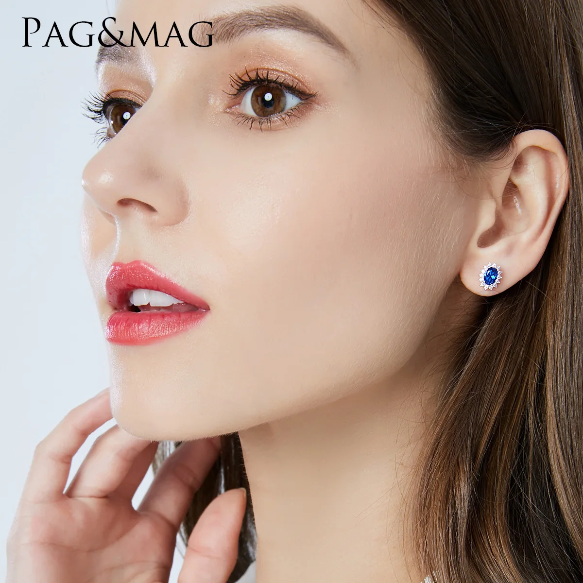 PAG& Mag Мода S925 прекрасные серебряные цветочные серьги-гвоздики Кашмир натуральный бархат Королевский синий серьги-гвоздики