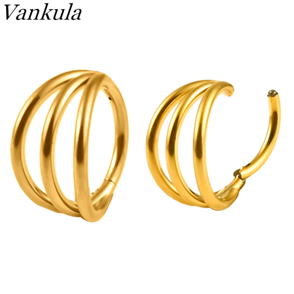 Vankula 10pcs Ear Tragus Cartilage Daith Helix Earring Surgical Steel Nose Rings Septum Hoop Layers Nostril Piercing Jewelry