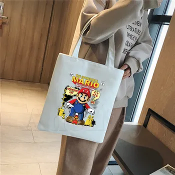 

Super Mario Female Handbags Hot Selling Fashion Handbag Canvas Bag Tote Ladies Casual Shoulder Bag Reusable Shopping Bags