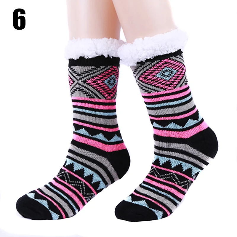 6 1 Pair Women Lady Indoor Knit Socks Warm Thicken Cozy Anti-slip for Winter Home SSA-19ING - Цвет: 6