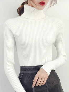 

sweater lady's bottom sweater long sleeve autumn and winter new style of 2019 with a thicker slim tight knitted shirt