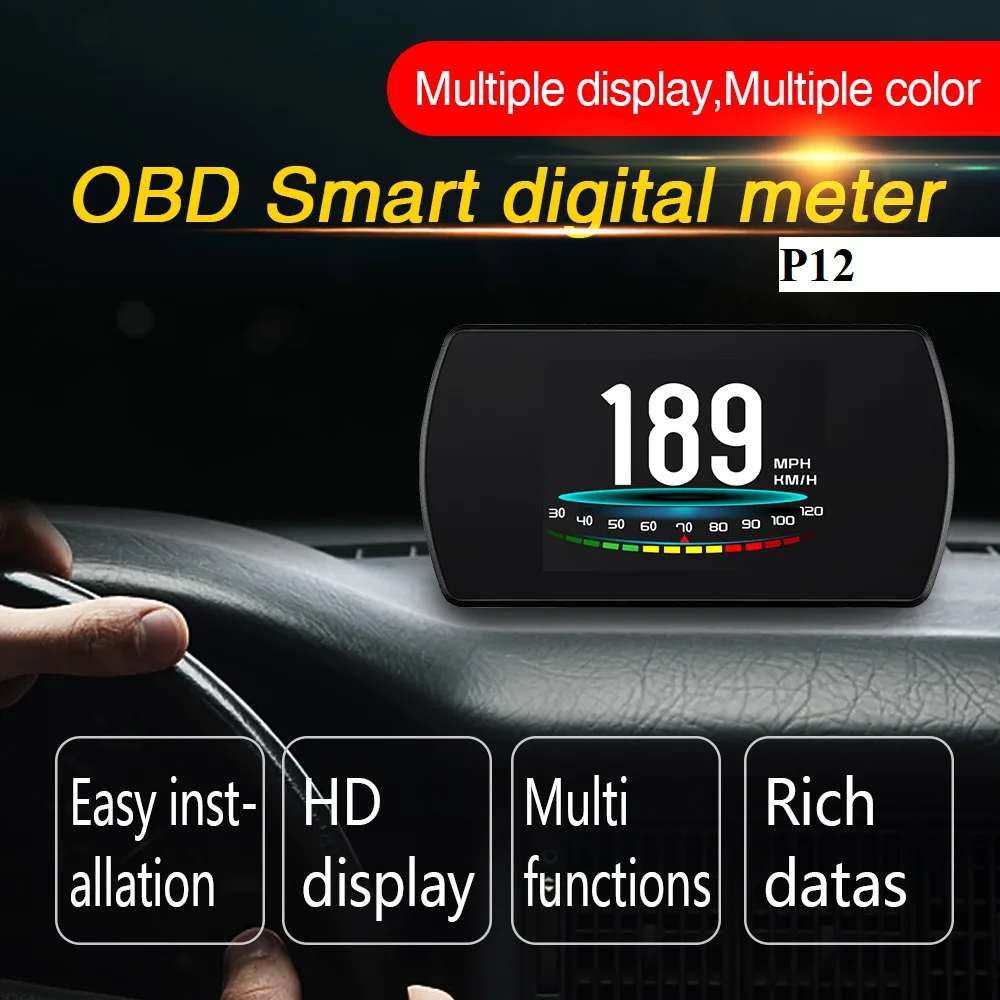 

Multiple Head Up Display HUD OBD2 GPS Speedometer Speed RPM Fuel Consumption Driving Time with Alarm Buzz Projector T800 P12