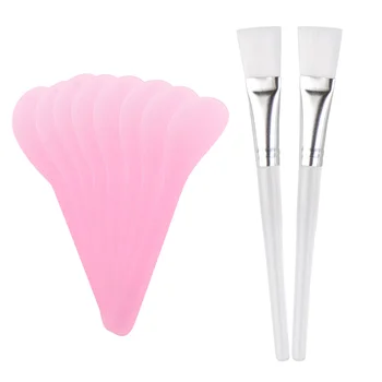 

8pcs Cosmetic Mask Spoon Spatulas with 2PCS Facial Skin Care Mask Fan Brushes Applicator for DIY Mask Tool Set (Random Color)
