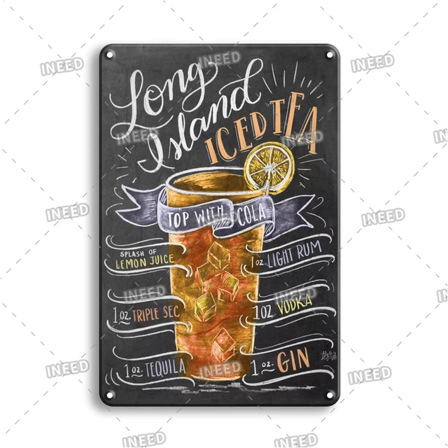 INEED Vintage Metal Tin Sign Decorations Gin & Tonic Cocktail Plate Decorative Poster Plaque Retro Bar Kitchen Home Wall Decor 10557