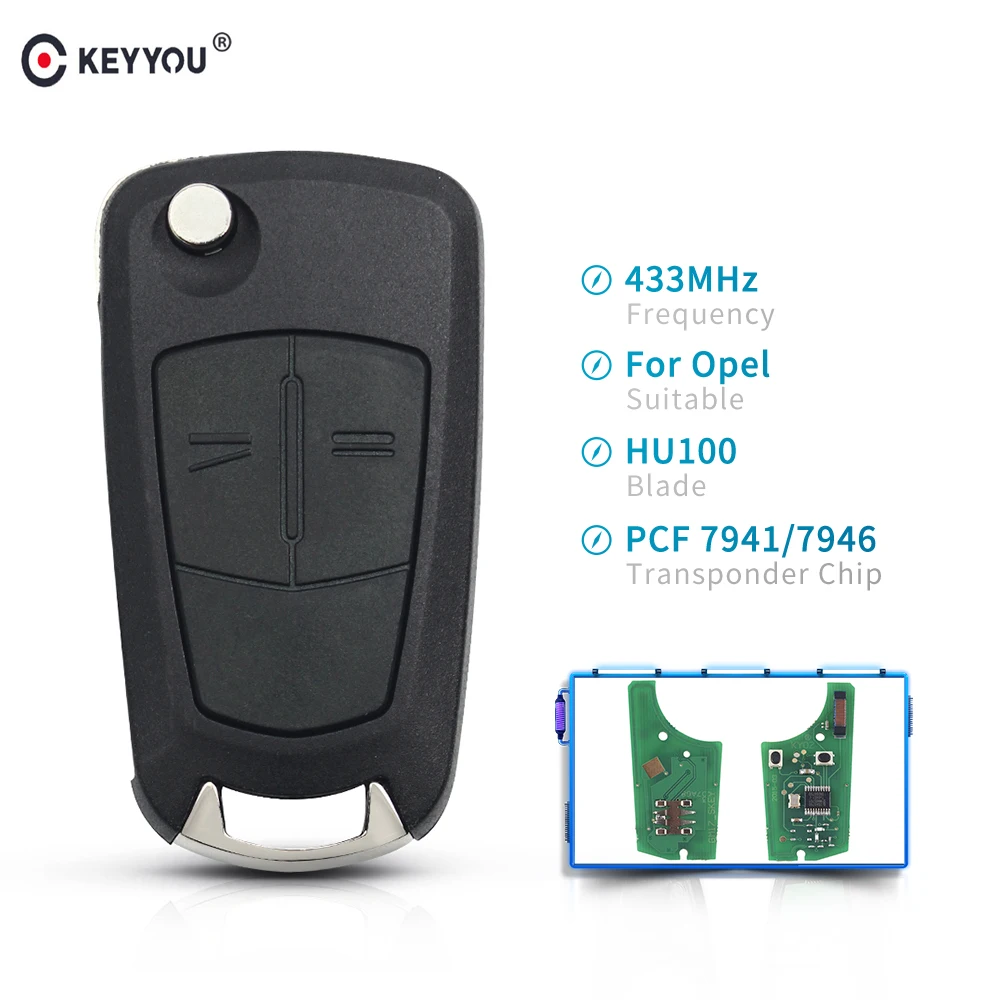 KEYYOU 2 кнопки 433 МГц Автомобильный Дистанционный ключ PCF7946 чип для Vauxhall Opel Astra H 2004-2009 Zafira B 2005-2013 HU100 Blade