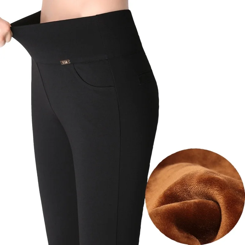 

HEE GRAND 2019 New High Stretch Women Flocked Pants Plus Size 6XL Ladies Pencil Pants High Waist Trousers Pantalon Femme WKP268