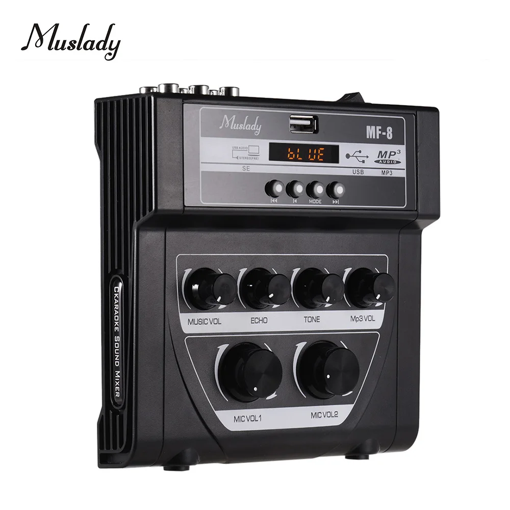 

Muslady MF-8 Mini Sound Mixing Console Audio Mixer Amplifier Bluetooth 5V Phantom Power For Karaoke Ktv Match Part