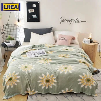 

LREA плед coral Fleece Blanket chrysanthemum super warm soft throw winter on Sofa Bed Plane Travel bedspreads sheets BLANKETS