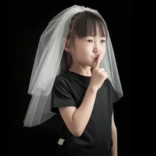 Белая Фата невесты, короткая Цветочная вуаль для девочек, срезанная кромка, свадебная вуаль, свадебные аксессуары для матери и дочери, Детская вуаль velo da sposa