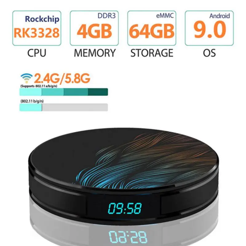 Smart Android tv Box 16 ГБ 32 ГБ 64 ГБ телеприставка медиаплеер сеть Smart tv box Android 9,0 Поддержка нескольких подключений