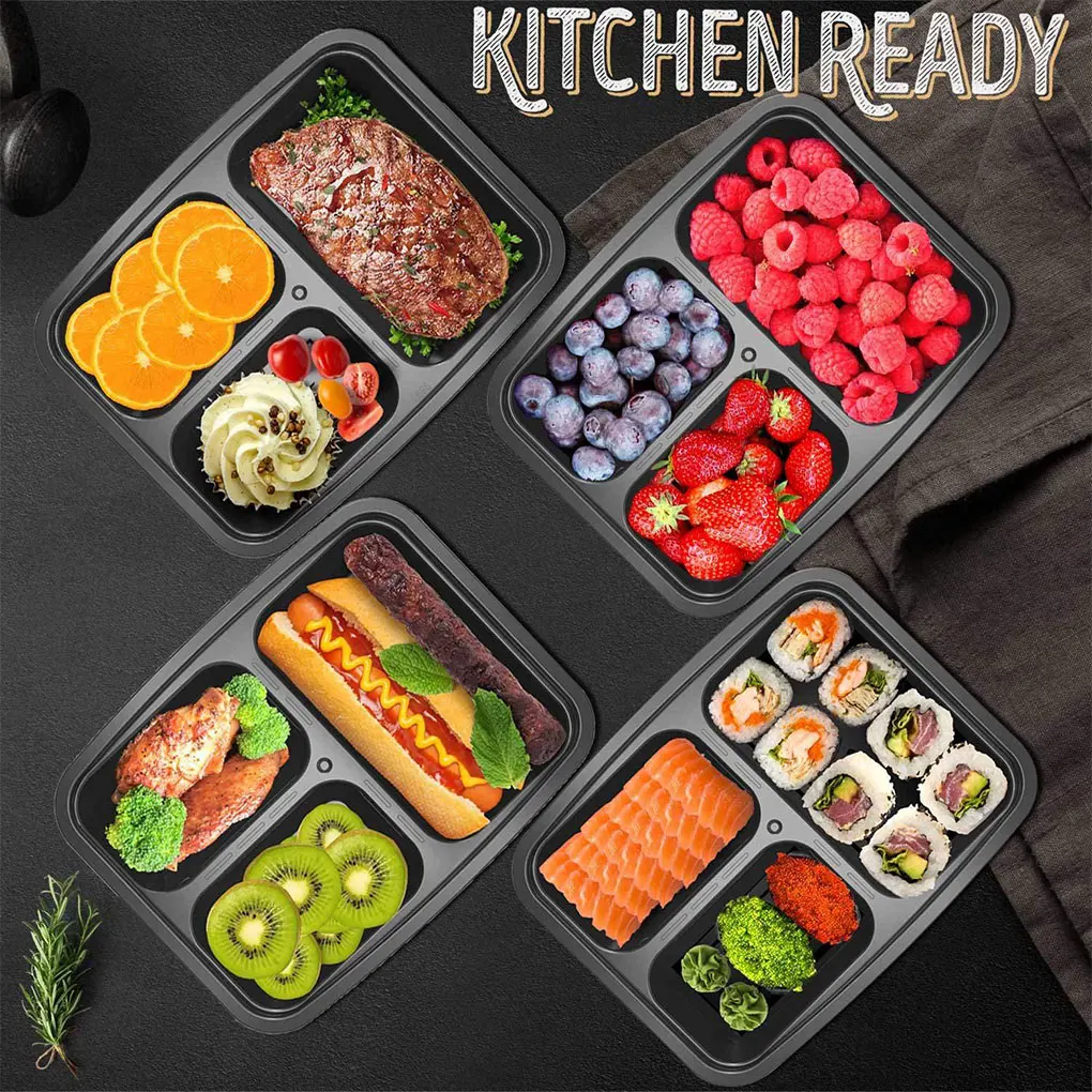 

newest 11pcs/pack Freshware Meal Prep Containers Food Storage Bento Box 3 Compartment Microwave Safe Lunch Boxes