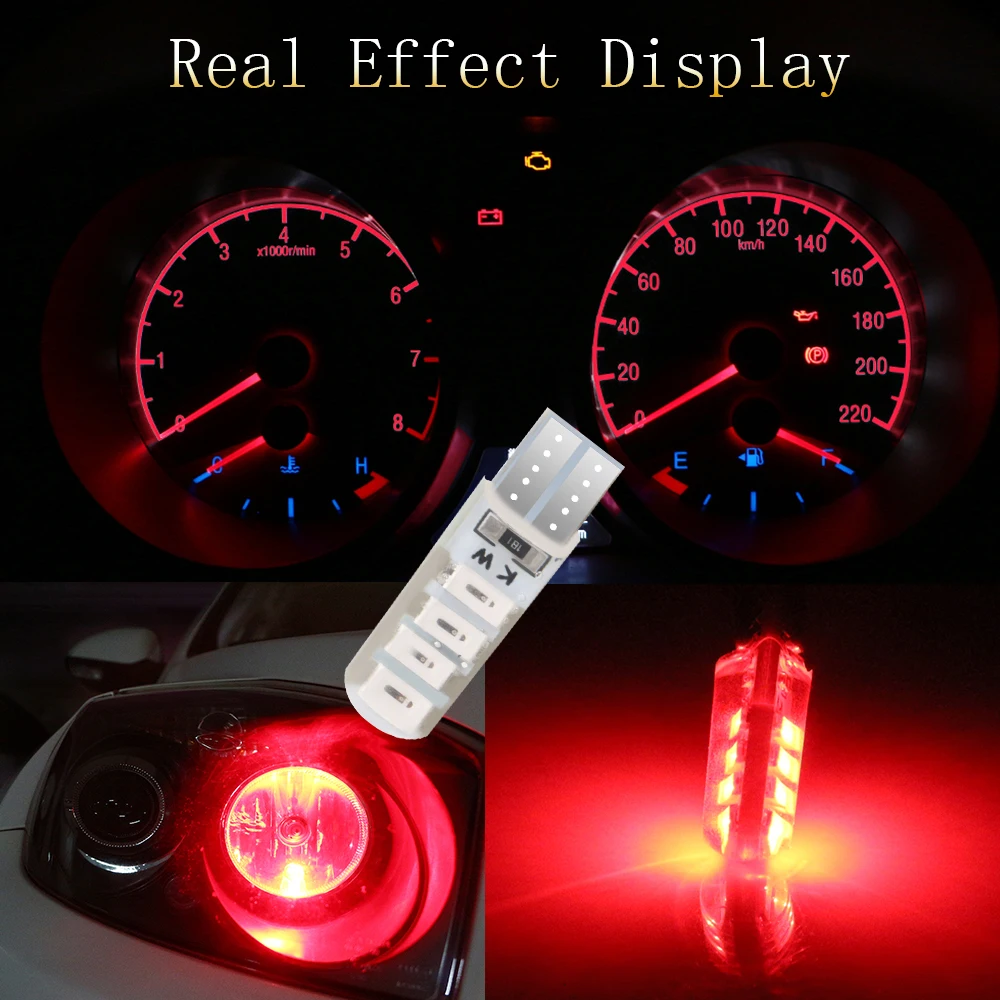 100 шт. DC 9-16V T10 5630 8 SMD Led Автомобильный источник освещения кремнезема Габаритные и поворотные автомобильный световой указатель свет автомобильная лампа 240LM белый красный синий